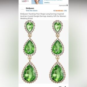 Green Crystal Teardrop Earrings